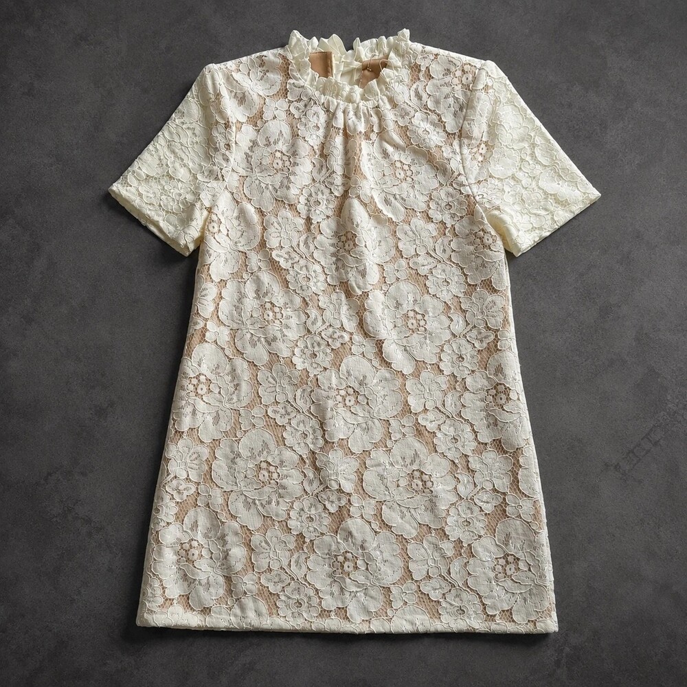 WAYF nwt Ivory Floral Lace Mini Dress Medium Cottagecore Romantic